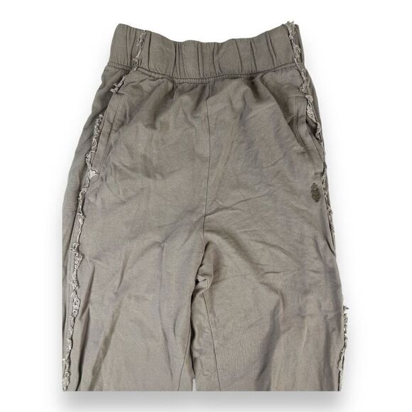 Free People Movement Ruffle Distressed Gray Joggers Size Extra Small - Picture 3 of 6